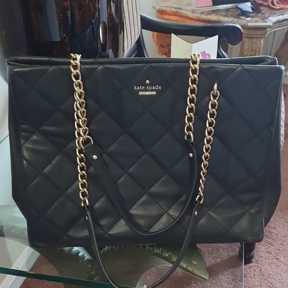 Kate Spade Black and Gold Quilted Tote Bag - Picture 1 of 16